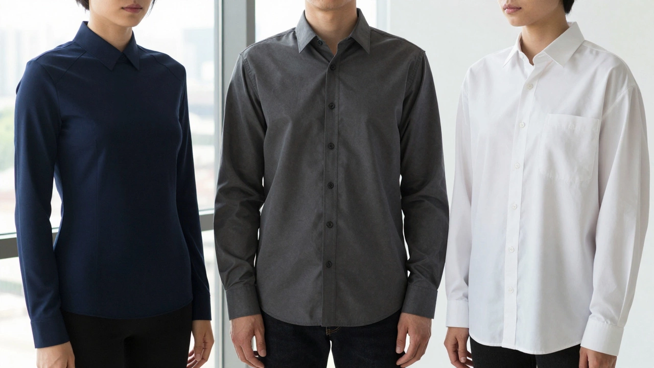 Three men's t-shirts demonstrating slim, regular, and oversized fits