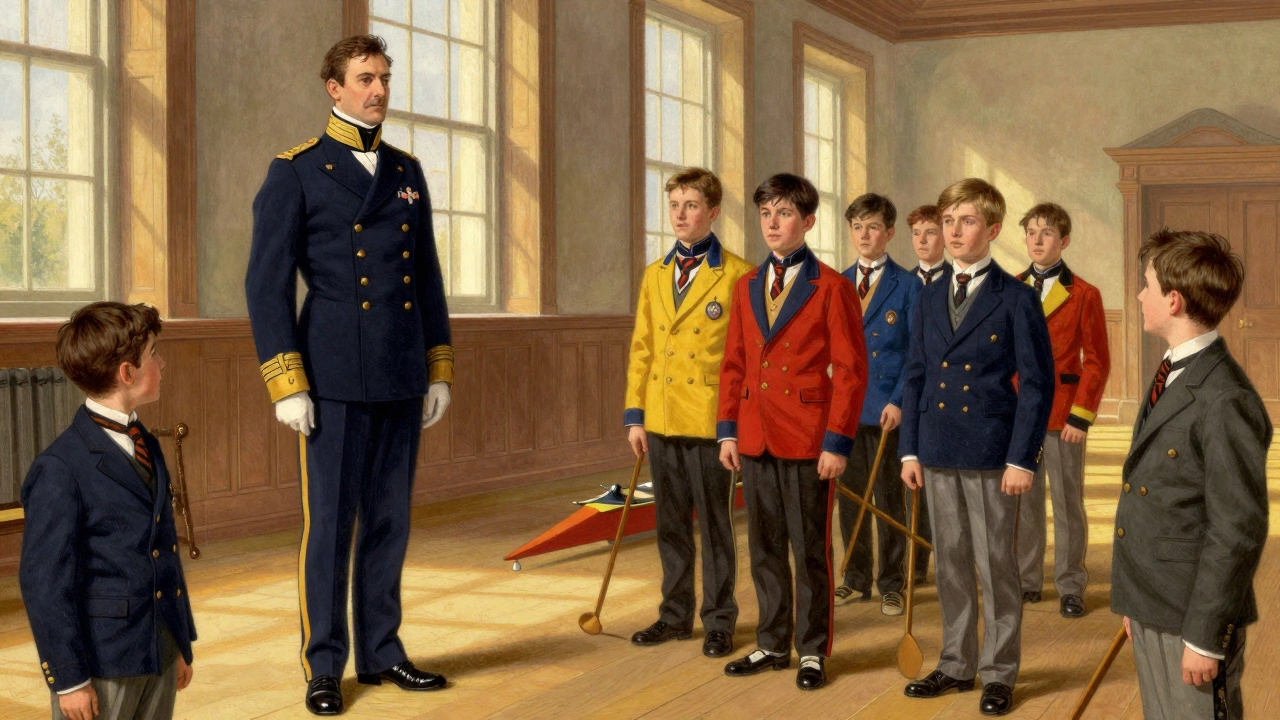 Victorian schoolboys adopting naval and rowing club blazer styles