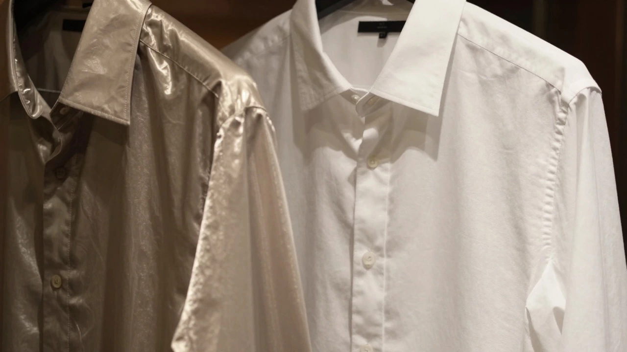 Comparison of shiny synthetic vs matte cotton fabric textures